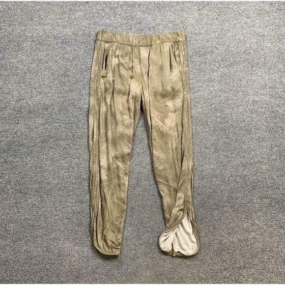 RVCA Pants Womens S Small Ivy Palm Leaf Elastic Waist Pockets Curve Open Hem - Picture 2 of 12